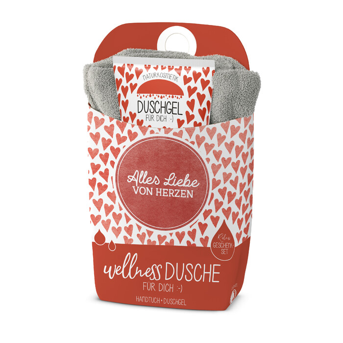 Geschenk-Set Wellnessdusche Alles Liebe von Herzen bunt