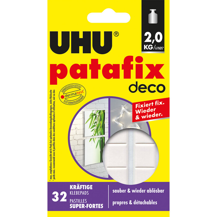 UHU Patafix deco - kräftige, wieder ablösbare Klebepads, 32 Stück