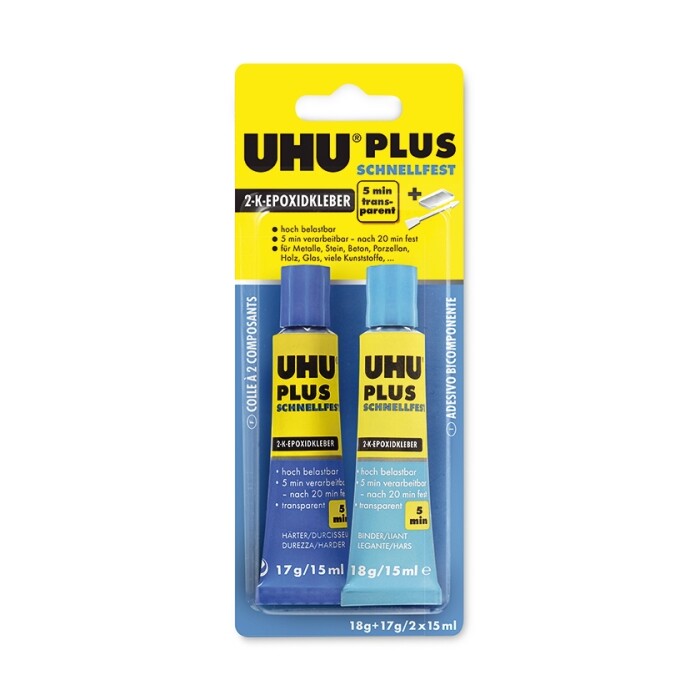 UHU Plus 2-Komponenten Epoxidharzkleber schnellfest 2 x 15 ml