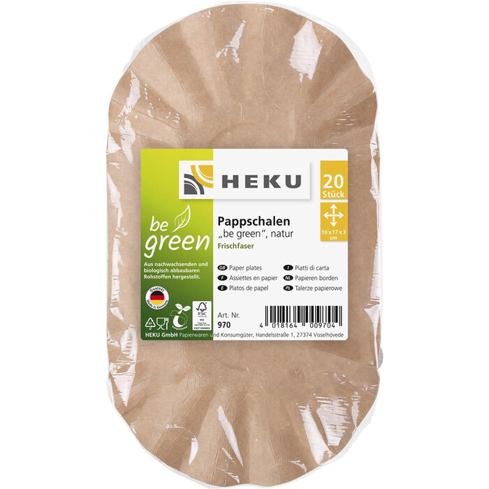 Pappschalen be green aus Frischfaser 10 x 17 x 3 cm 20 Stück natur