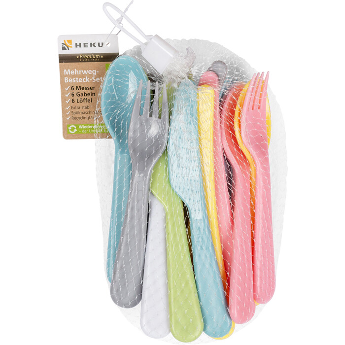 HEKU Mehrweg-Besteck-Set 18 Teile mehrere Farben