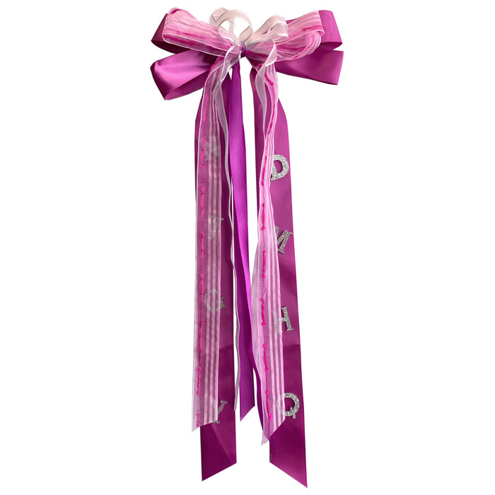 Schultütenschleife 23 x 50 cm rosa/weiß