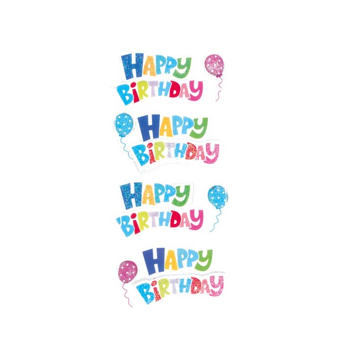RÖSSLER Sticker Glitter Happy Birthday 4 Stück bunt