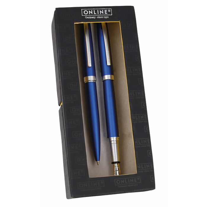 ONLINE Füllhalter/Kugelschreiber-Set Eleganza satin blau