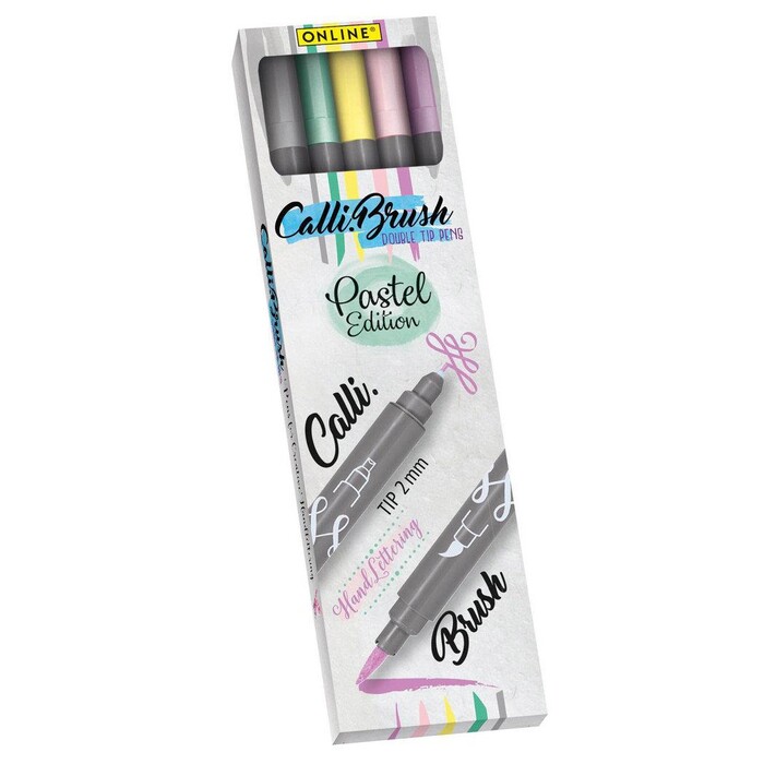 ONLINE Calli.Brush Double Tip Pens - Pastel Edition, 5 Stück (Hand Lettering + Brush Lettering)