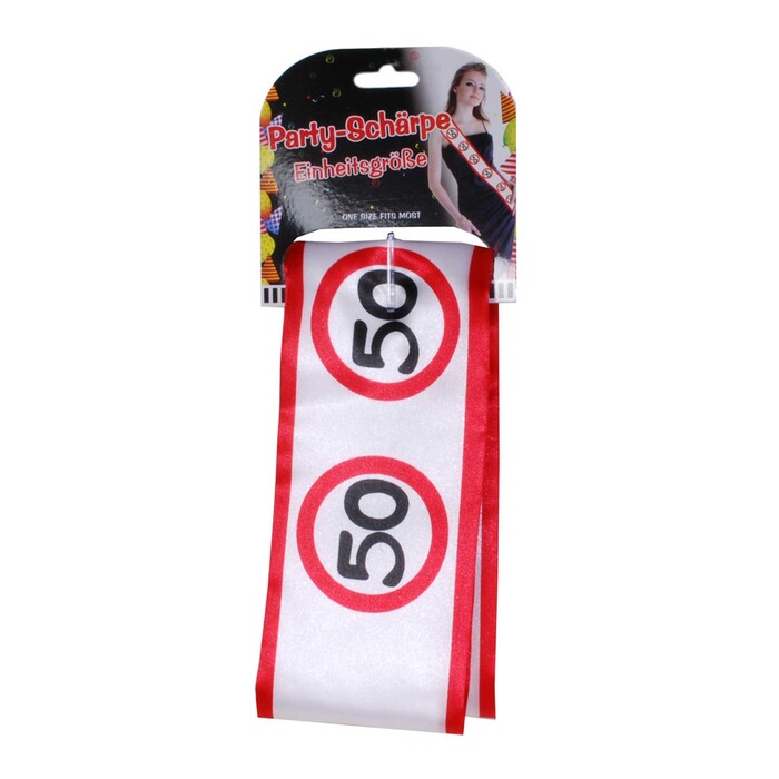 Geburtstags-Schärpe 50 Einheitsgröße rot/weiß