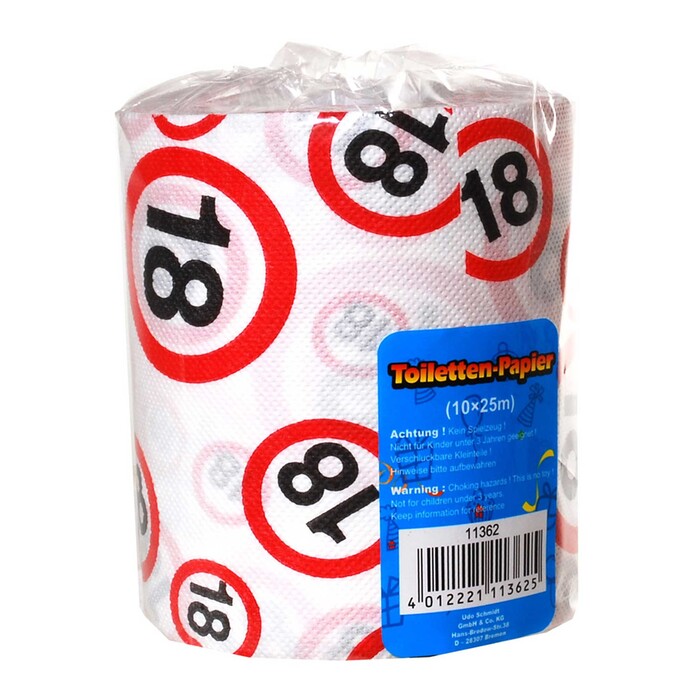 Geburtstagsgeschenk Toilettenpapier 18 weiß/rot