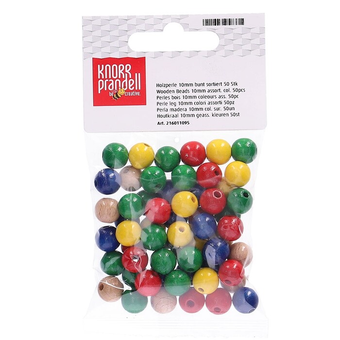 KNORR PRANDELL Holzperlen 50 Stück Ø 1 cm bunt