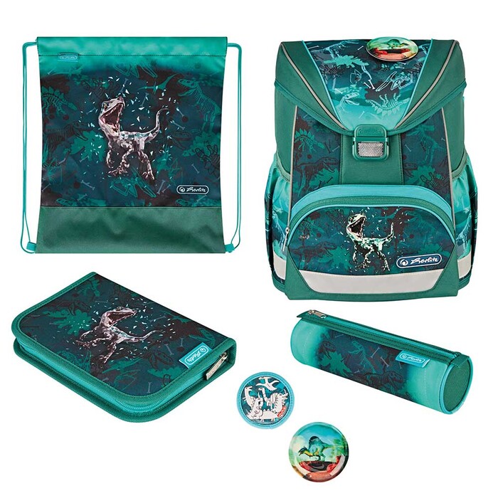 HERLITZ Schultaschenset UltraLight Plus Green Rex 5-teilig bunt