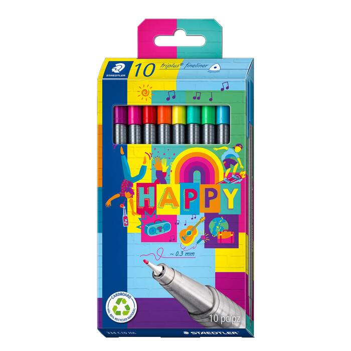 STAEDTLER® Triplus Fineliner Happy Line 10 Stück mehrere Farben