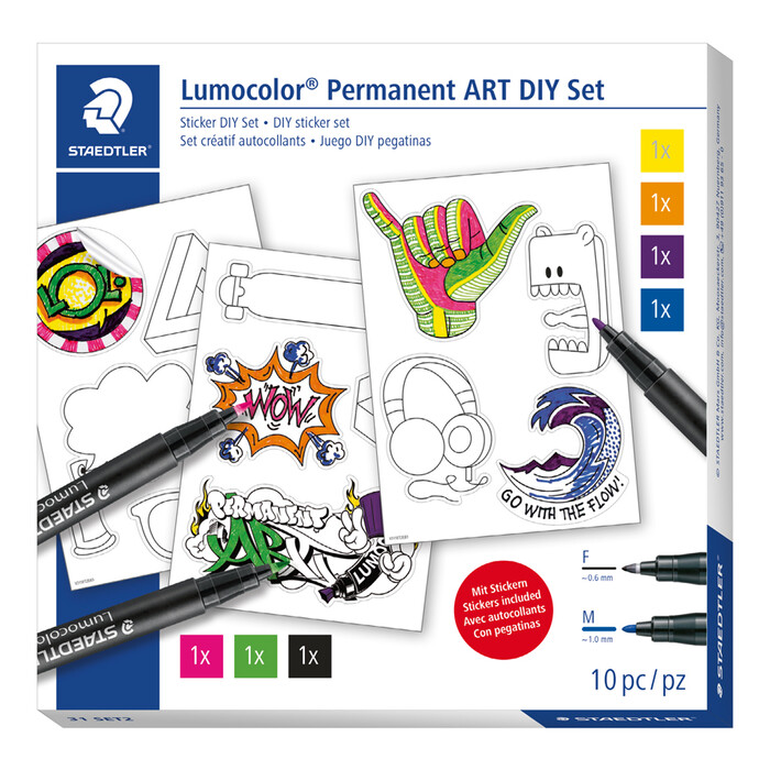 STAEDTLER® Permanentmarker-Set Lumocolor ART DIY 10 Teile