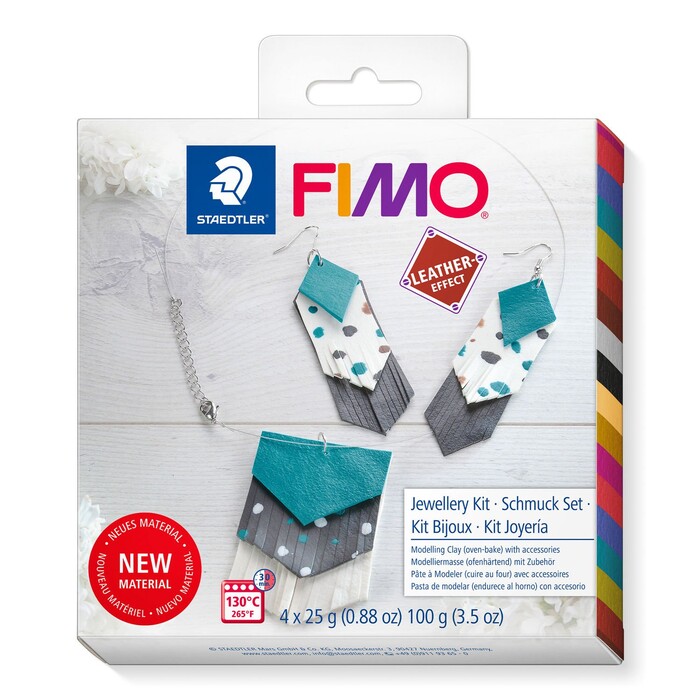 STAEDTLER® FIMO® DIY Schmuck-Set Ledereffekt 4 Halbblöcke inkl. Zubehör