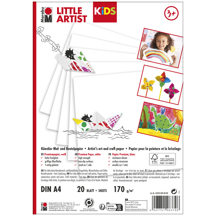 MARABU Kids Little Artist Mal- und Bastelpapier A4 20 Blatt