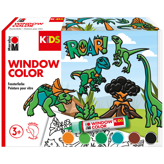 MARABU Kids Window Color Set Dinosaurier 6 x 25 ml mehrere Farben