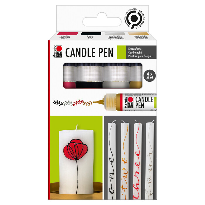 MARABU Kerzenmalfarbe Candle Pen 4 x 25 ml mehrere Farben