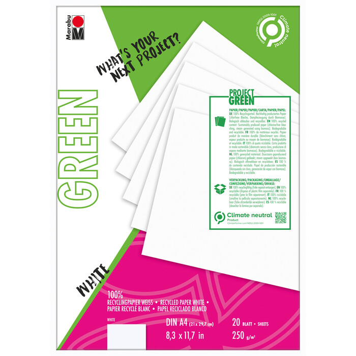 MARABU Green Papierblock White Mix A4 20 Blatt weiß