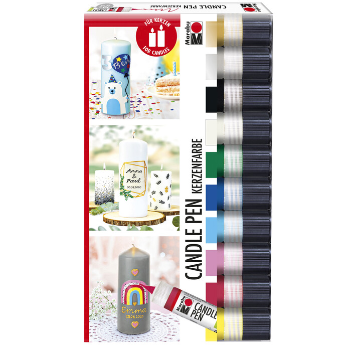 MARABU Candle Liner Pen Kerzenmalfarben-Set 10 x 25 ml