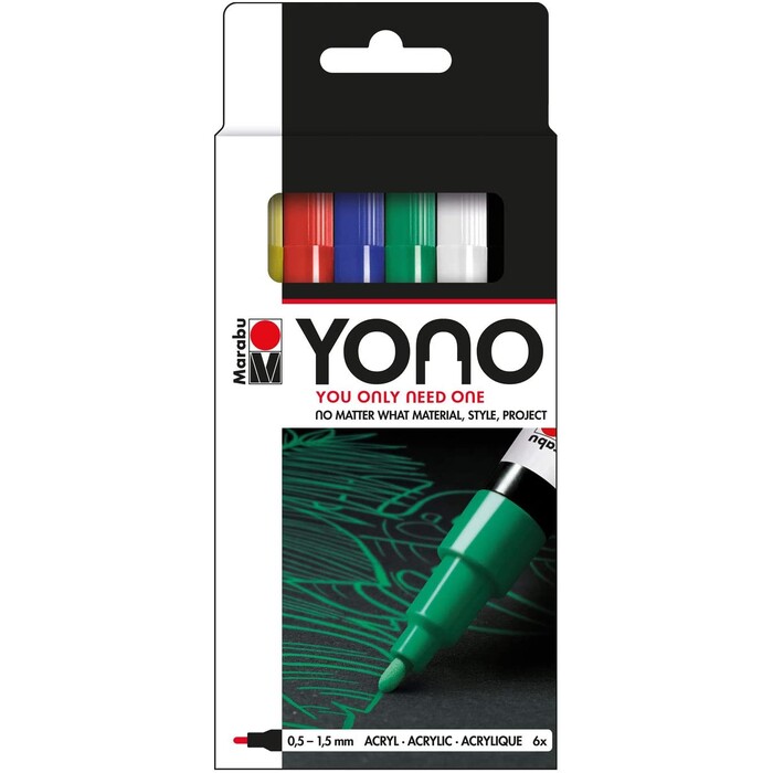 Marabu YONO Marker Set mit 6 Farben 0,5 - 1,5 mm