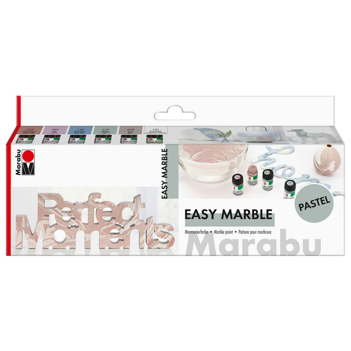 Marabu Marmorierfarbe-Set Easy Marble Pastell, 6 x 15 ml