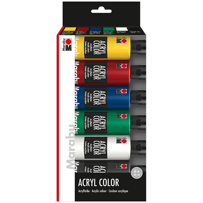 MARABU Acrylfarben-Set Acryl Color 6 x 80 ml mehrere Farben
