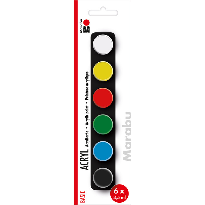 MARABU Acrylfarben-Set Basic 6 x 3,5 ml mehrere Farben