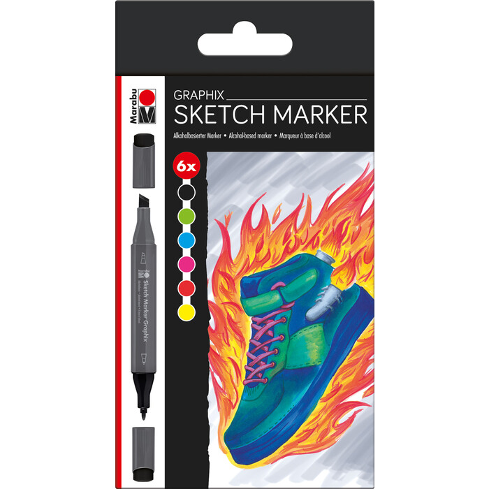 MARABU Sketch Marker Graphix - Heat 6 Stück mehrere Farben