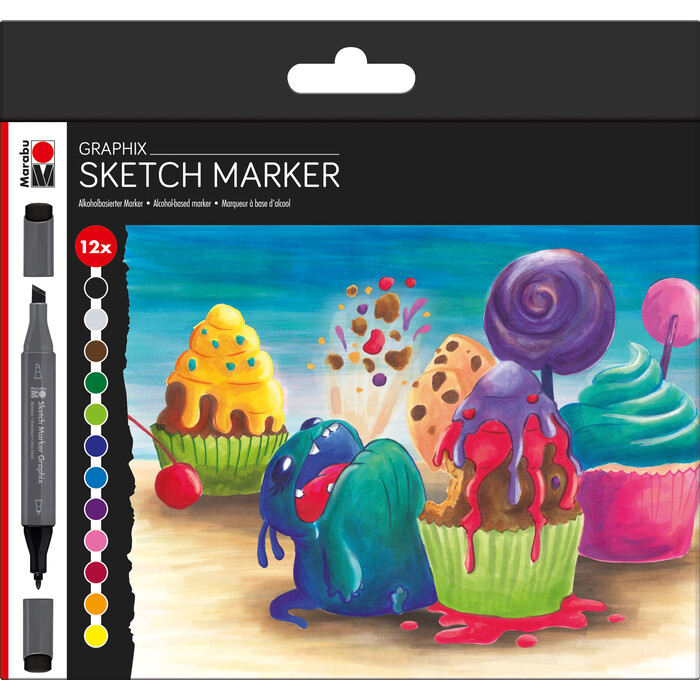MARABU Sketch Marker Graphix - Sugarholic 12 Stück mehrere Farben