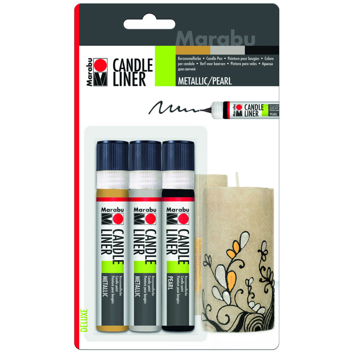MARABU Kerzenmalfarbe Candle Liner 3 x 25 ml metallic