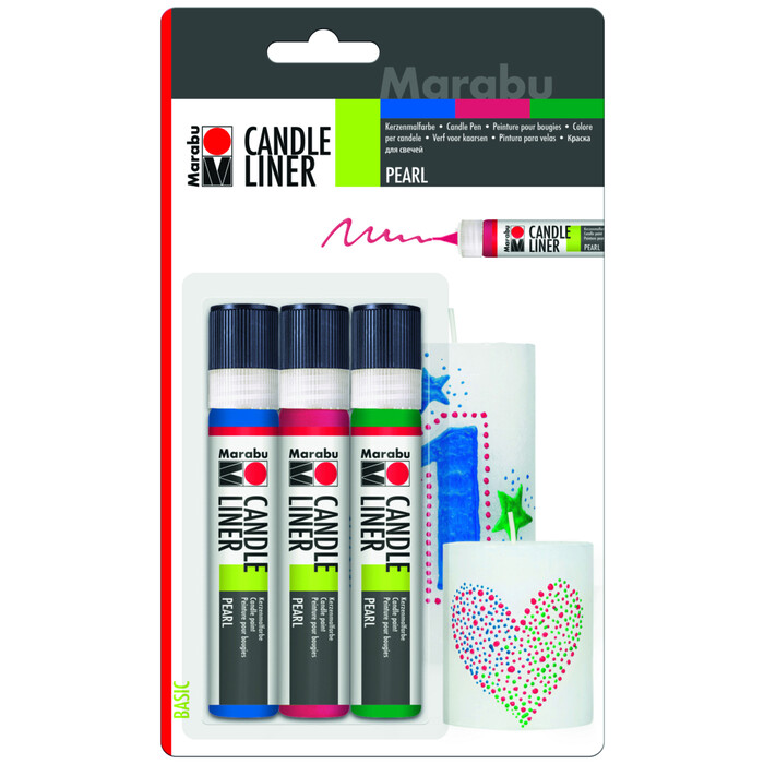 Marabu Wachsmalfarbe Candle Liner - Pearl, 3 x 25 ml