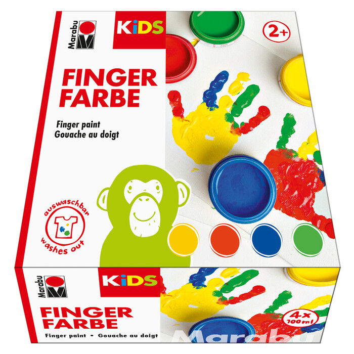 MARABU Kids Fingerfarbenset 4 x 100 ml mehrere Farben
