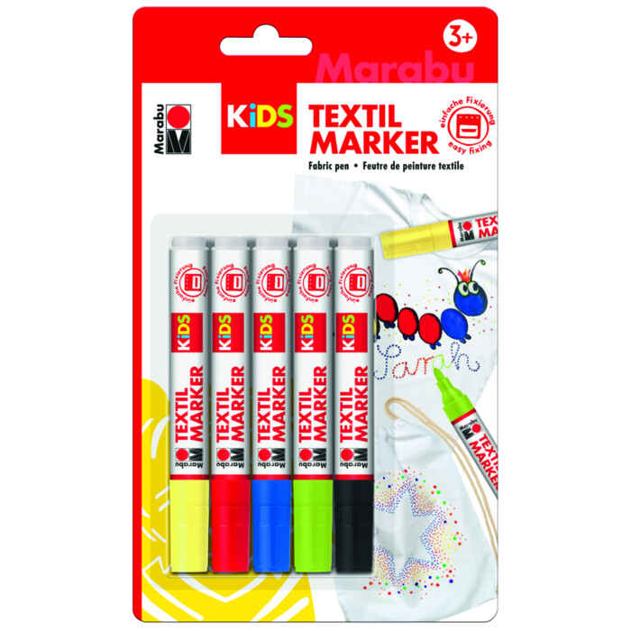 MARABU Kids Textilmarker 5 Stück mehrere Farben
