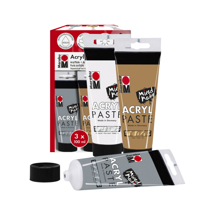 MARABU Acrylpasten Set 3 x 100 ml mehrere Farben