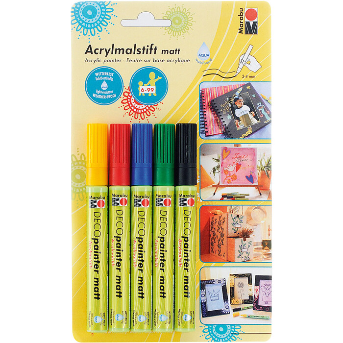 Marabu Acrylstifte Deco Painter Basic, 3 - 4 mm, matt