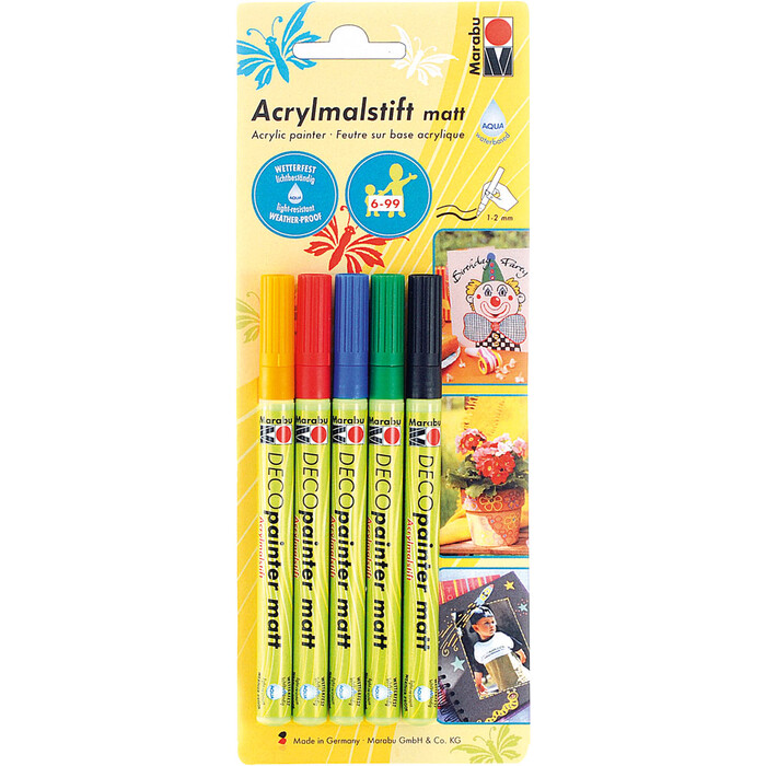 Marabu Acrylstifte Basic, 1 - 2 mm, matt, mehrere Farben