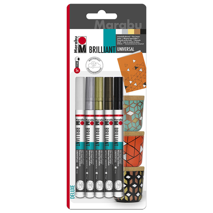 MARABU Lackmalstift-Set glänzend Brilliant Painter Deluxe 5 Stück mehrere Farben