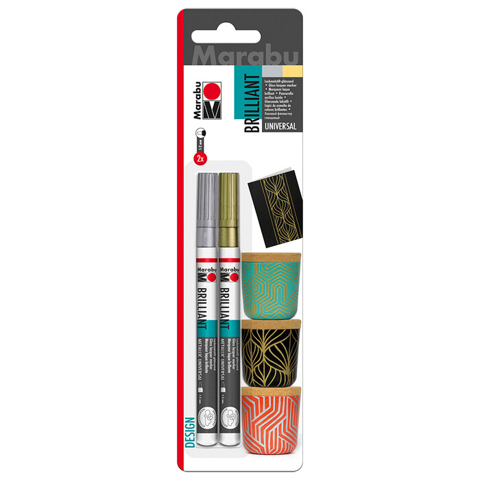 MARABU Lackmalstift-Set glänzend Brilliant Painter 2 Stück gold/silber