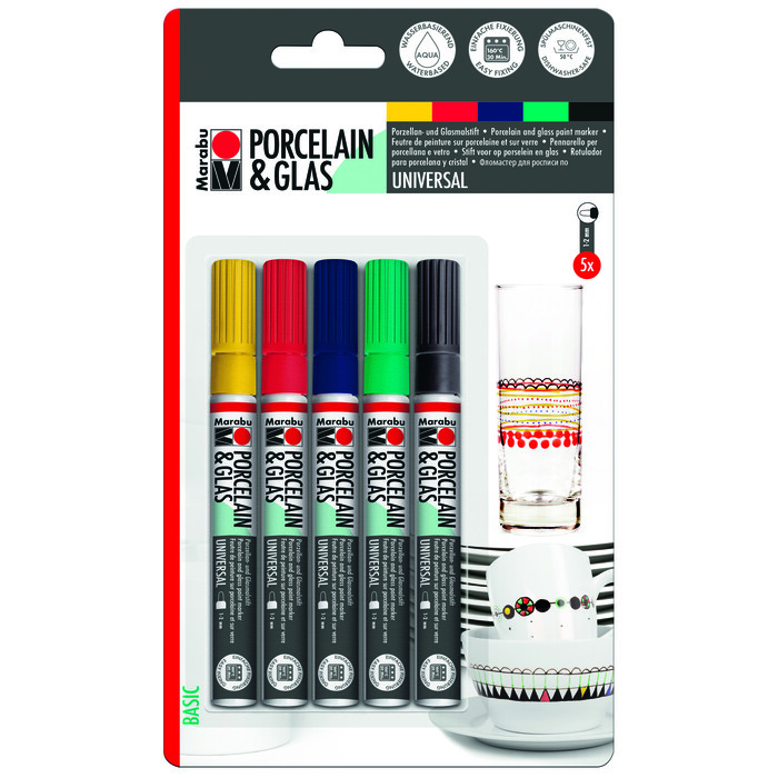 MARABU Porzellan & Glas Basic Stifte 5 Stück