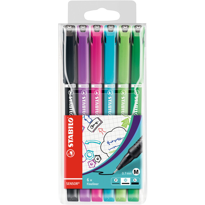 STABILO Fineliner-Set Sensor M Fancy 0,7 mm 6 Stück mehrere Farben