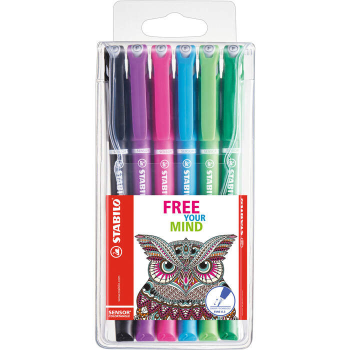 STABILO Fineliner-Set Sensor F Fancy 0,3 mm 6 Stück mehrere Farben