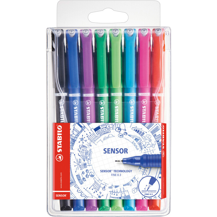STABILO Fineliner-Set Sensor F Fancy 0,3 mm 8 Stück mehrere Farben