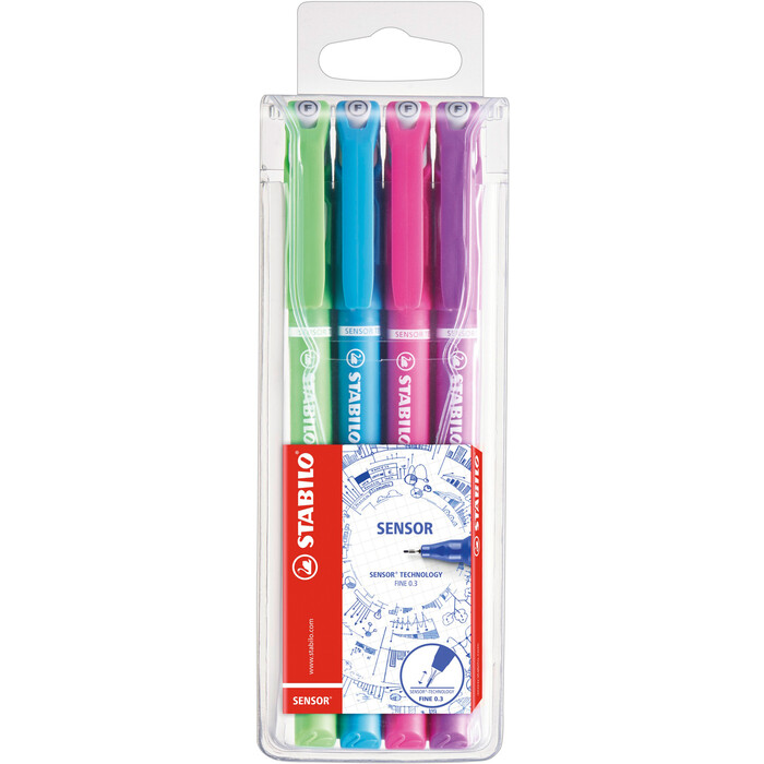 STABILO Fineliner-Set Sensor F Fancy 0,3 mm 4 Stück mehrere Farben