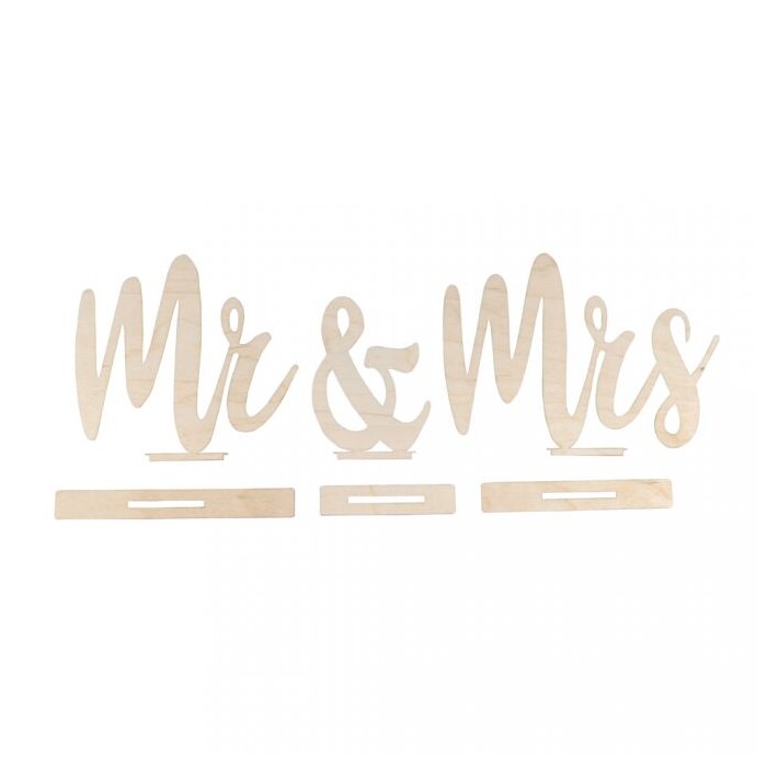 Holzmotiv Mr & Mrs 42 x 2 x 14,5 cm natur