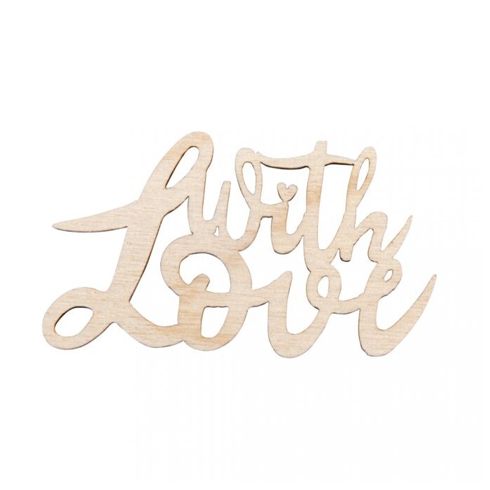 Holz-Minischrift With love 4 Stück natur