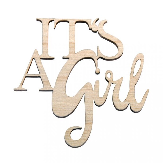 RAYHER Holz-Minischrift It's a girl 4 Stück natur