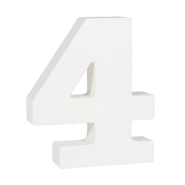 RAYHER MDF-Zahl 4 11 cm weiß