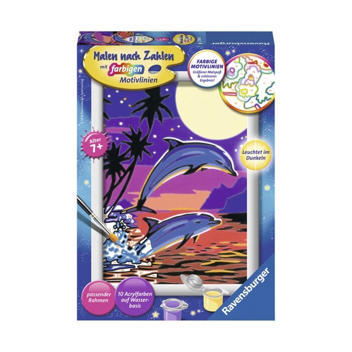 RAVENSBURGER Malen nach Zahlen Delfine im Sonnenuntergang