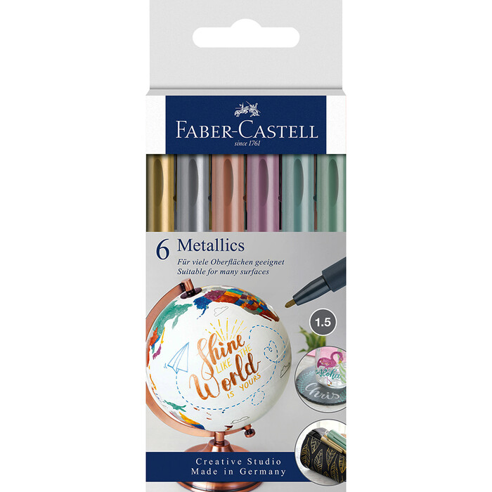 FABER-CASTELL Permanentmarker Set metallic 6er Etui