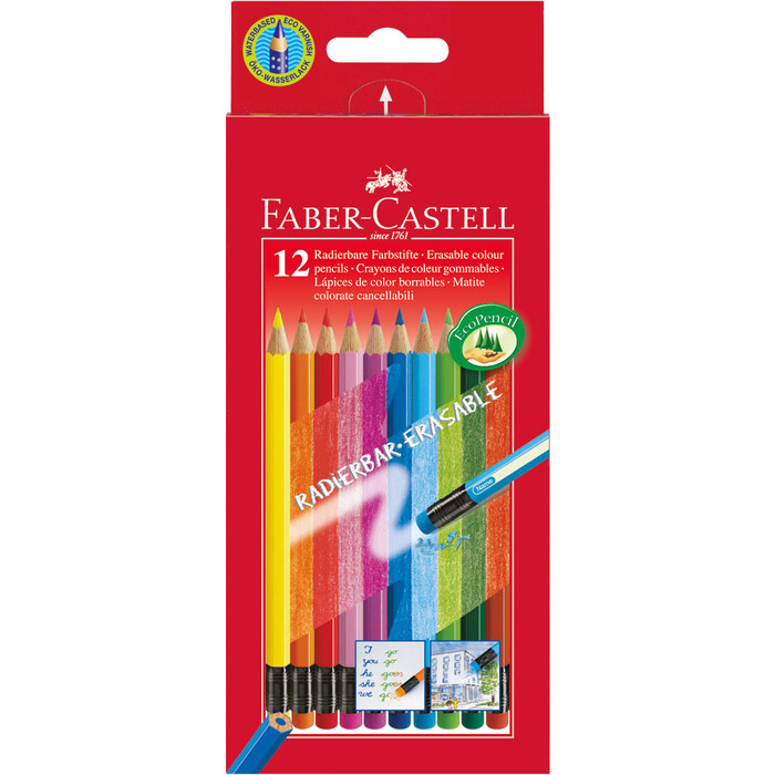 Faber-Castell Radierbare Buntstifte, 12er
