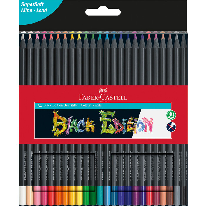 FABER-CASTELL Buntstifte Black Edition 24er Kartonetui