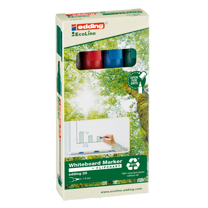 EDDING Whiteboardmarker-Set 29 Ecoline Rundsitze 1,5-3 mm mehrere Farben
